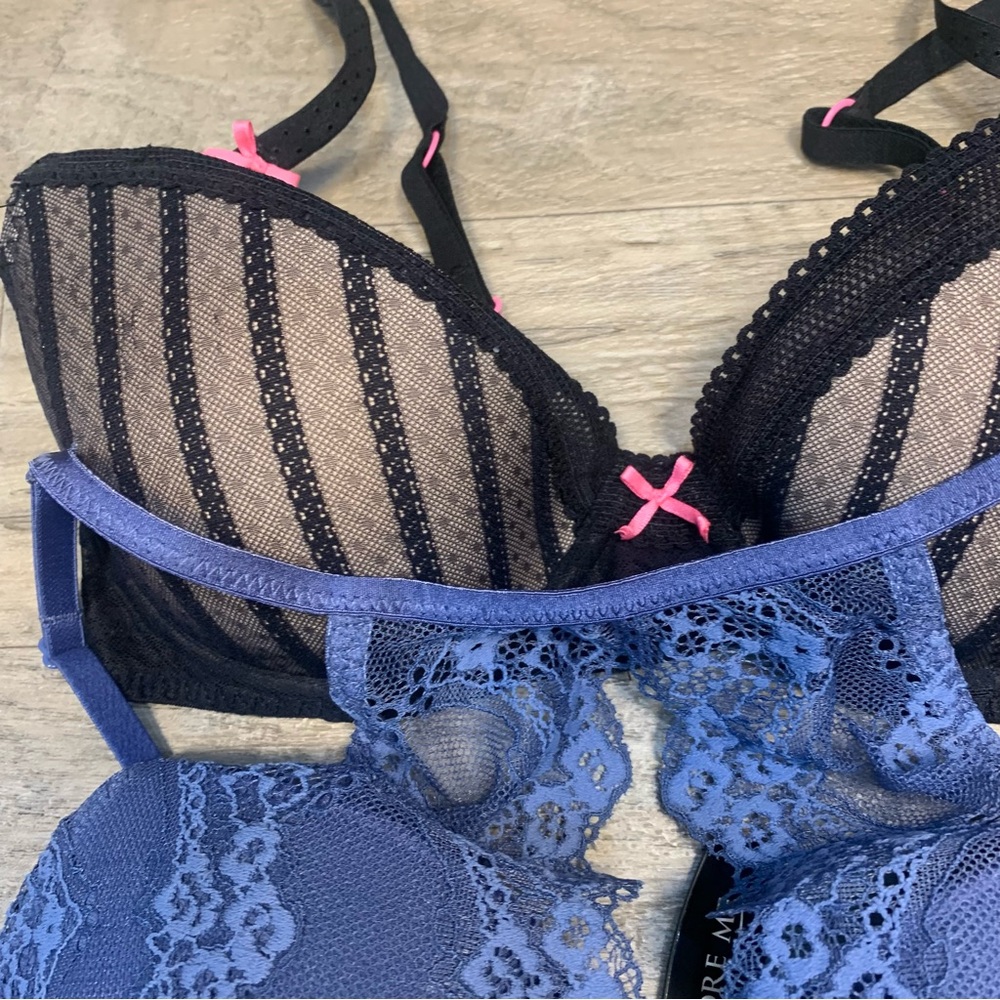 Betsy Johnson Adore Me 2 Underwired Lace Bras Lined Push Up - Picture 7 of 11